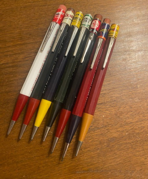 7  Vintage AUTOPOINT OIL CAN & ADV TOPPER  Mech Pencils (PENNZOIL, QUAKER STATE)