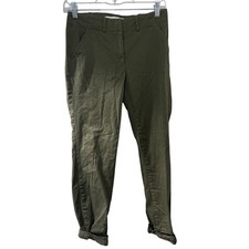 Veronica Beard Size 2 Army Green Tapered Cuffed Chino Trousers Made in USA