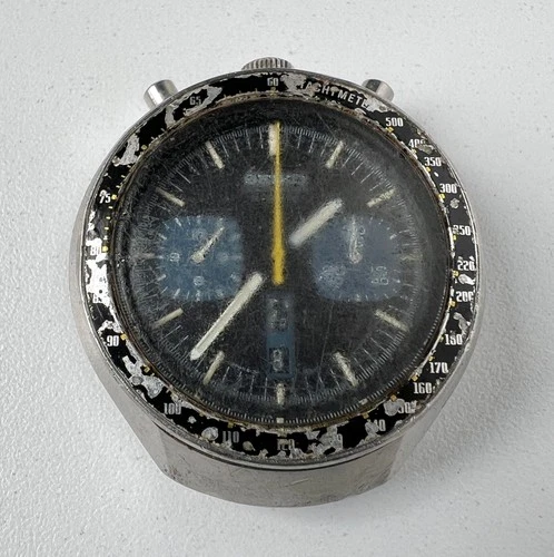 SEIKO 6138-0040 Automatic Chronograph Watch Vintage Men's BULLHEAD Black Dial