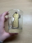 VINTAGE Aquarius Anchor Hocking MCM Zodiac Sign Gold Etched Glass Barware