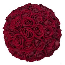 30 Pcs Silk Rose Artificial Flowers Roses Bulk Bouquet Fake Flowers Dark Red