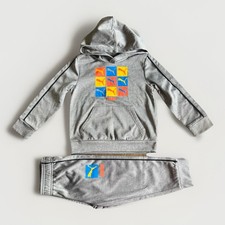 Puma Toddler Tracksuit Set Gray Colorblock Hoodie Joggers 3T Outfit