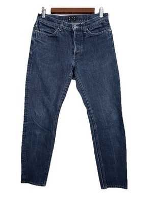 Asket Jeans Mens 30x30 Slim Fit The Raw Denim Jeans Preppy Italy Button Fly