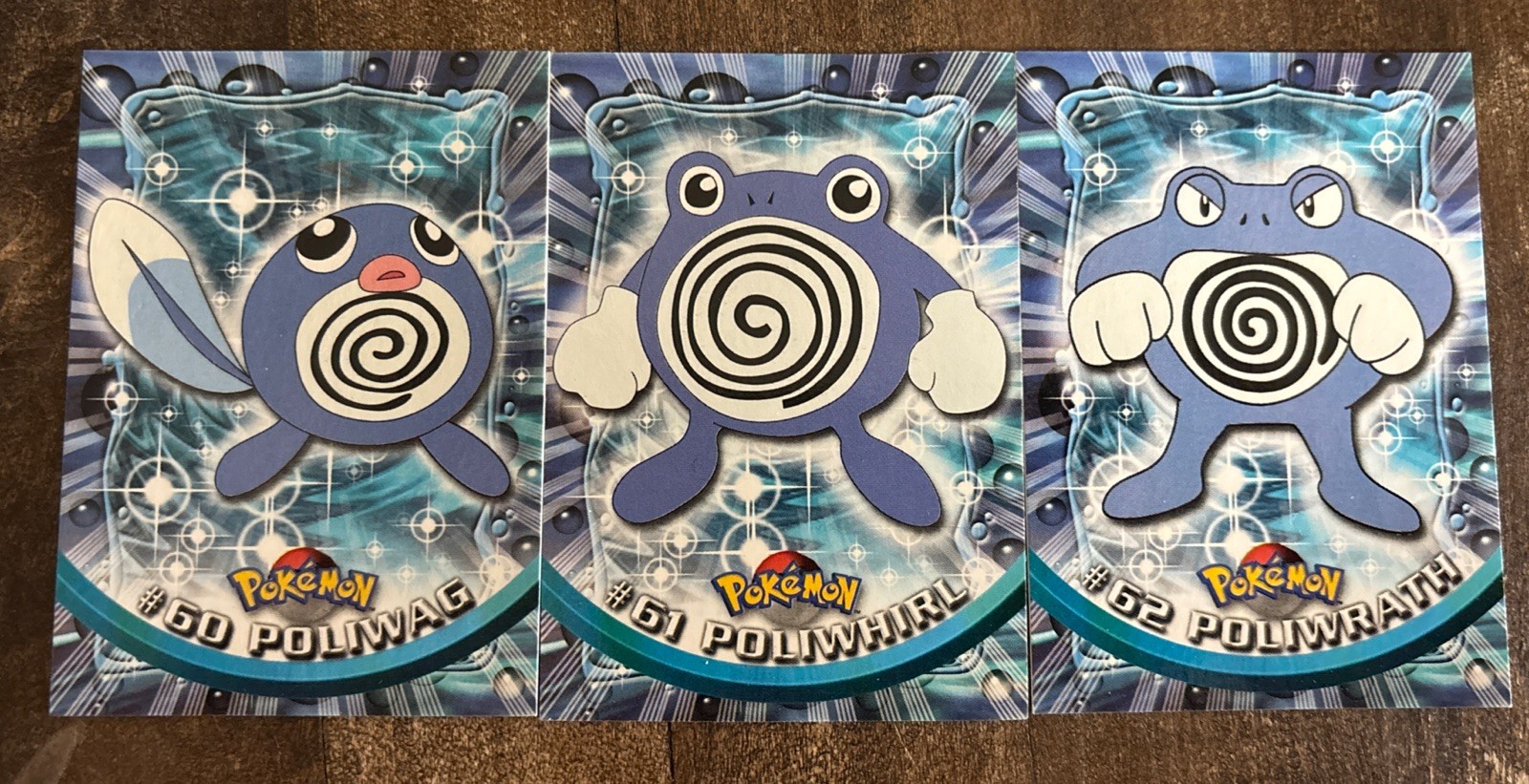 Poliwag #60 Poliwhirl #61 Poliwrath #62 Pokemon Topps Tv Animation Non Holo
