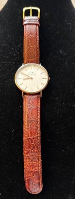 Daniel Wellington Classic St Mawes Gold Tone Leather Alligator Strap Watch