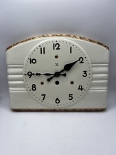 Antike Junghans Küchenuhr 30er 40er Wanduhr weiß Keramik W230 / 8736 / 6226