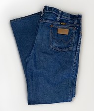 Wrangler 936Den Cowboy Cut 36x32 Jeans - Dark Blue Denim Men's