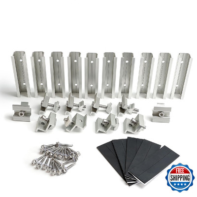 Solar Panel Mounting Brackets Kit - Mid/End Clamps & Rails for Rooftop PV