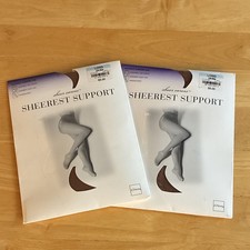 JCPenney Sheer Caress Support Control Top Pantyhose Long Little Beige Lot of 2