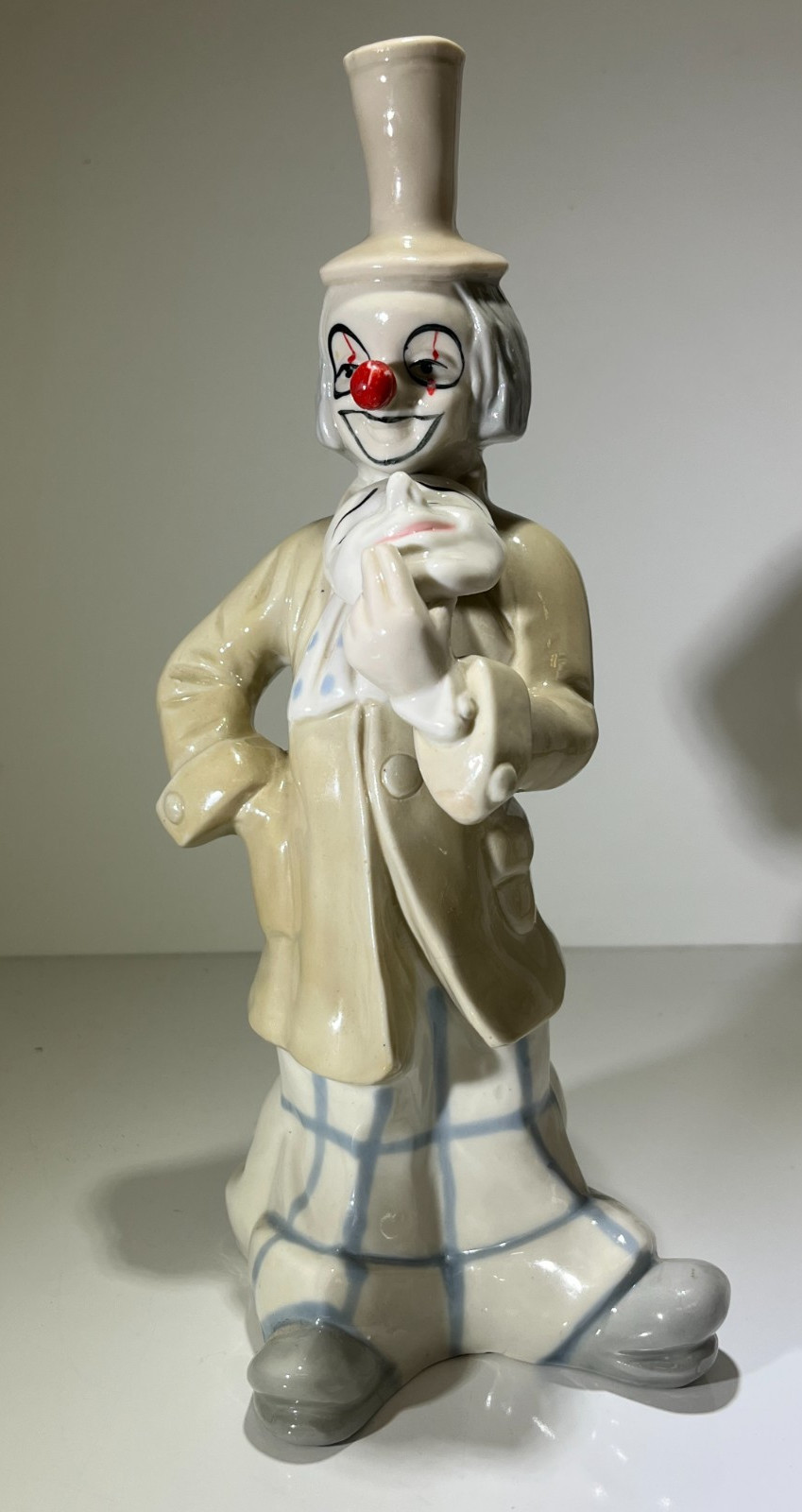 Price Products Porcelain Clown Figurine with Theatre Mask Faces at his Feet