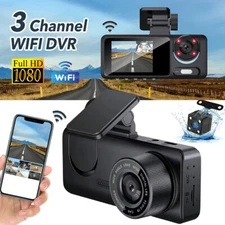 3 Channel Wifi Dash Cam 1080P HD Driving Recorder Car Front+Rear Camera G-Sensor