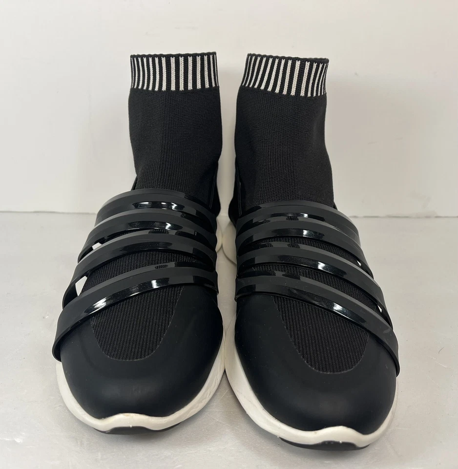 Tory Burch Sport Banner Performance Calcetín Zapatilla Corredor Negro Blanco Logo Talla 7M Foto 2 de 4