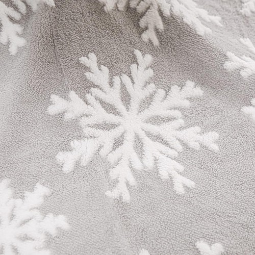 48” Tree Skirt With Silver Snowflakes Christmas Plush Tree Mat Round Light Grey - Picture 7 of 11