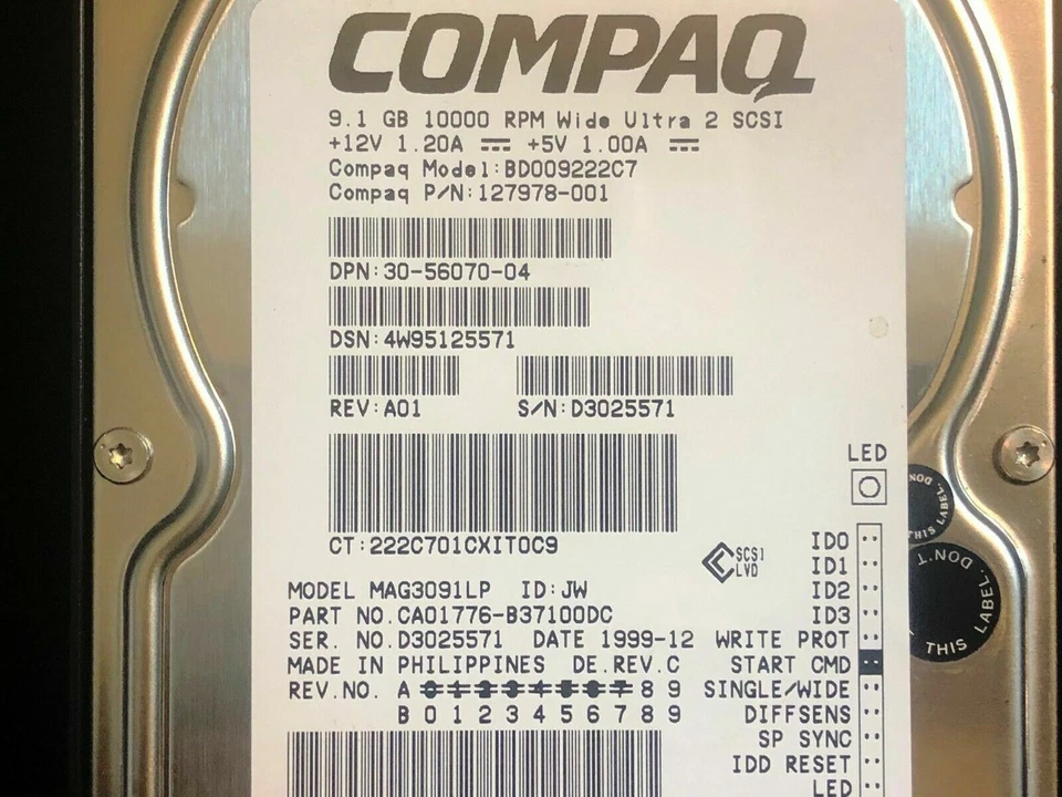 30-56070-04 HP 9.1GB 10000RPM Ultra2 Wide SCSI 68-Pin LVD 3.5-inch Internal HD - Image 4 of 4