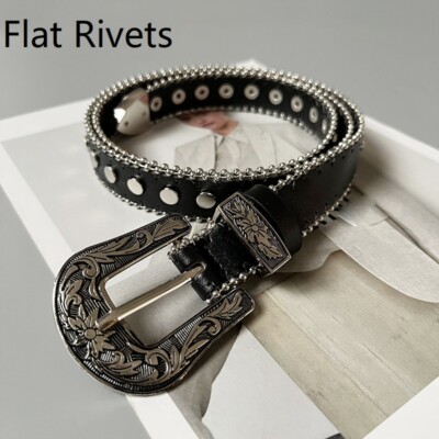 Women Faux Leather Belt Skinny Punk Rock Rivets Casual  display picture 3