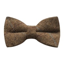Boys Herringbone Brown Tweed Bow Tie