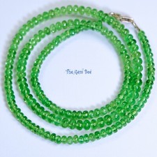 3.5mm-4.6mm Tsavorite Green Garnet Smooth Plain Rondelle Beads 18 inch Strand