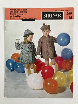 Sirdar 266 9d original vintage Strickanleitung Strickmuster Kinder Mantel Mütze