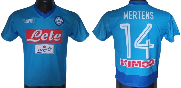 Kit Nom + Numéro SSC Napoli Mertens 14 – Domicile 2017-18, Officiel Decografic, Neuf Sans Boîte