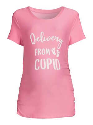 Time And Tru Women's Delivery From Cupid Pink Graphic Maternity X-Large (16-18)