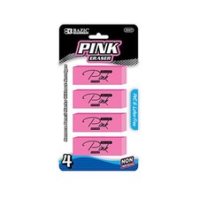 Pink Eraser Beveled PVC  Latex Free Pack of 4 NEW