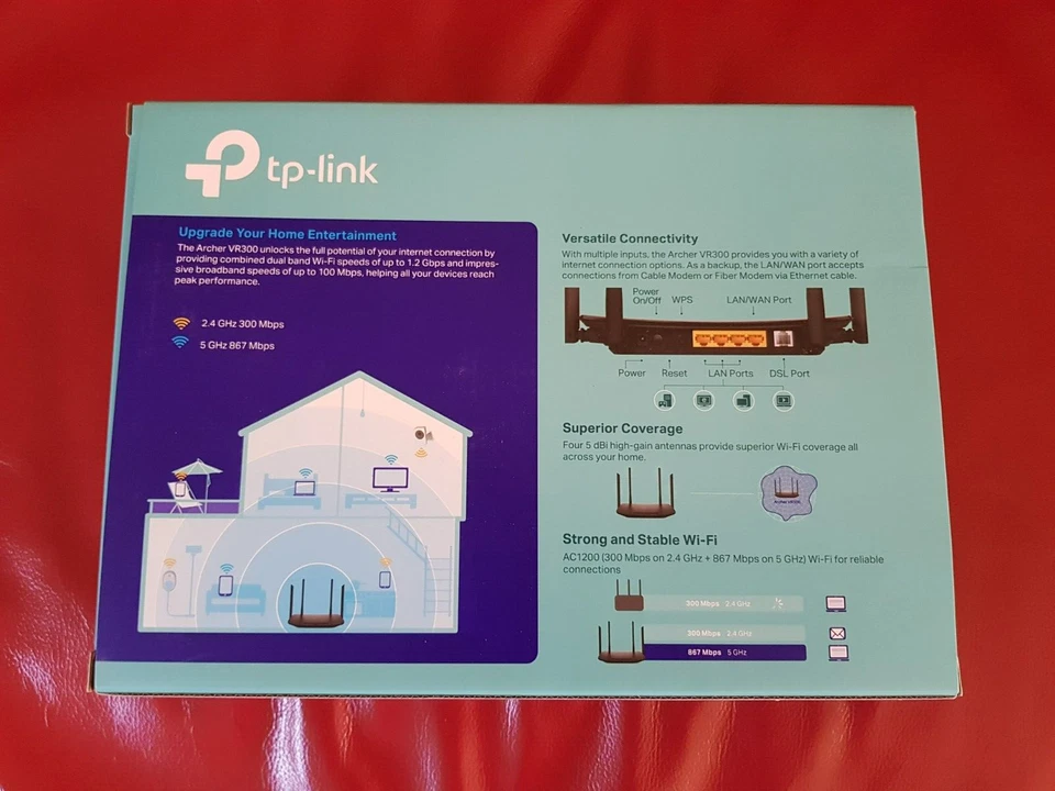 TP-LINK AC1200 WIRELESS VDSL/ADSL Modem Router ARCHER VR300 NBN 4 Antennas NIB - Image 2 of 4
