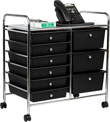 Gedankenleserwagen Aufbewahrungsschublade rollbarer Allzweckwagen, Aluminium, schwarz