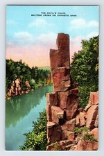 Postcard Wisconsin St Croix Falls WI Devil's Chair Rock 1940s Unposted Linen