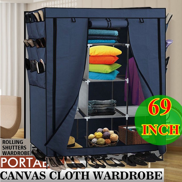 Portable Sturdy Steel Clothes Closet Wardrobe Storage Organizer