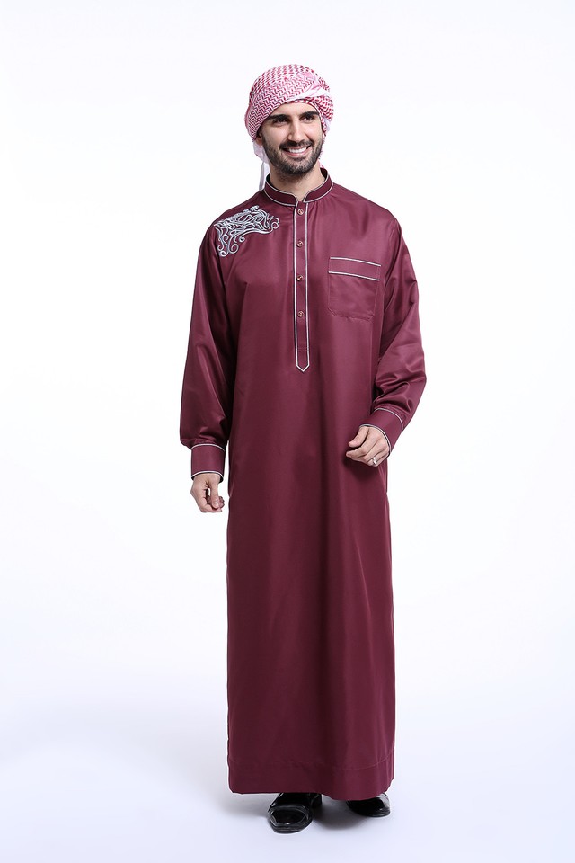 Men Muslim Saudi Style Robe ishdasha Islamic Arab Saudi Thobe Maxi Robe ...