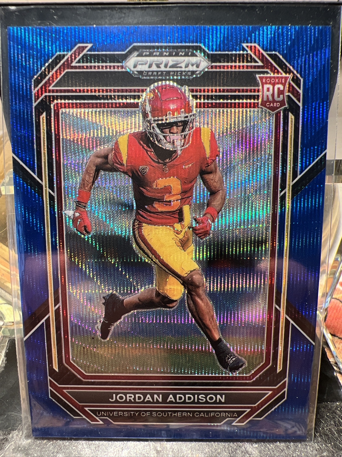 2023 Prizm Draft Picks Base Blue Wave #136 Jordan Addison /249 - USC Trojans