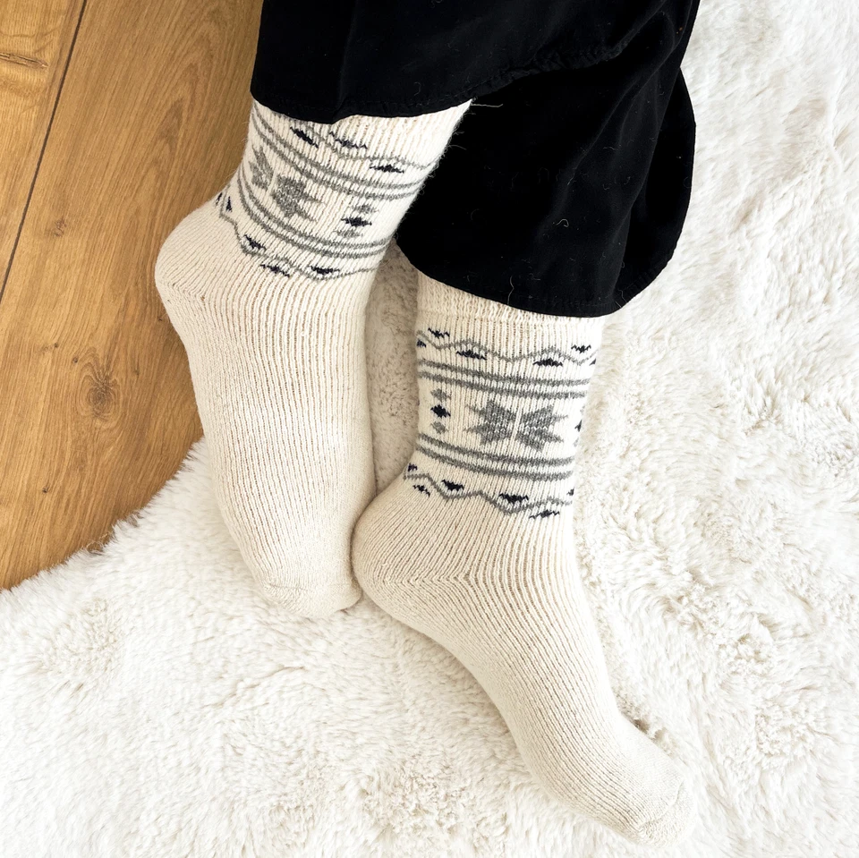 Calcetines de lana de alpaca 1 par – Calcetines térmicos de invierno para hombre y mujer – Calcetín cálido y acogedor Foto 2 de 4