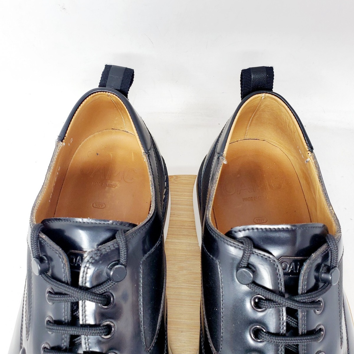 OAMC Mara Shoe Mens 12 Black Bull Leather Mesh Lace Up Low 