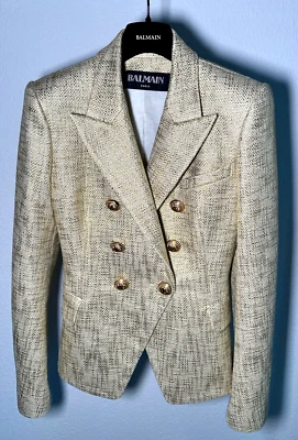 Balmain Blazer Tweed 38 gold metallic beige 36 Jacke Balmain - Bild 1 von 4