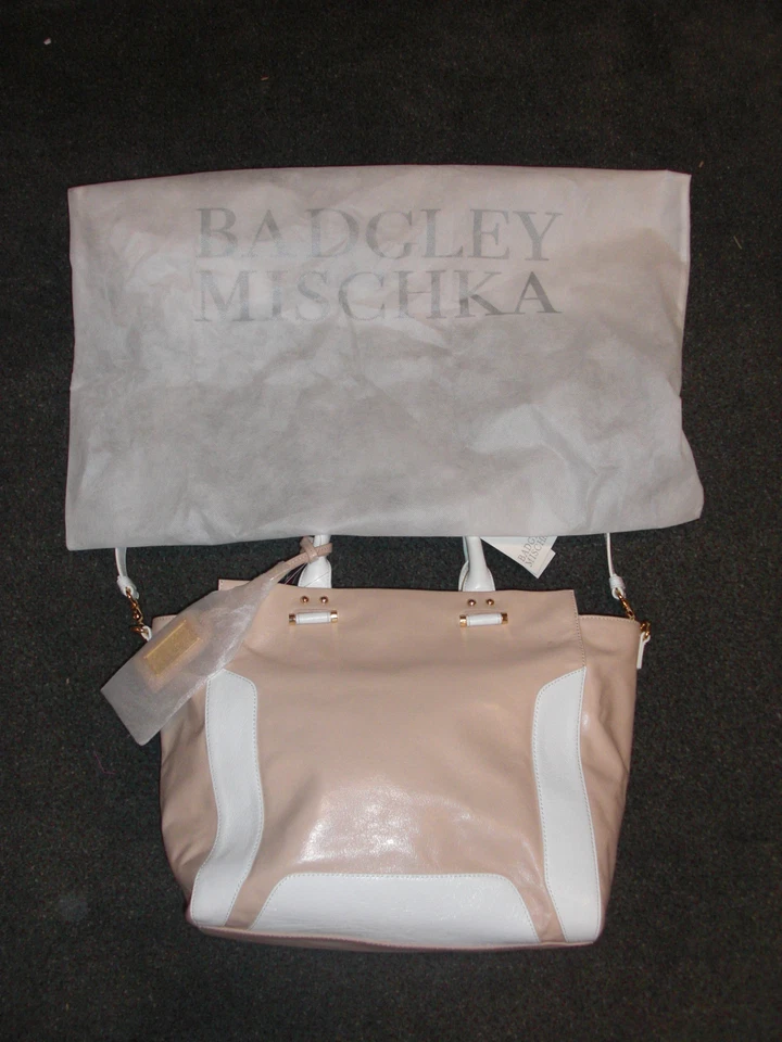 Bolso de Mano Badgley Mischka Arlene Soft Shine 952332 Latte/blanco Bicolor Foto 2 de 4