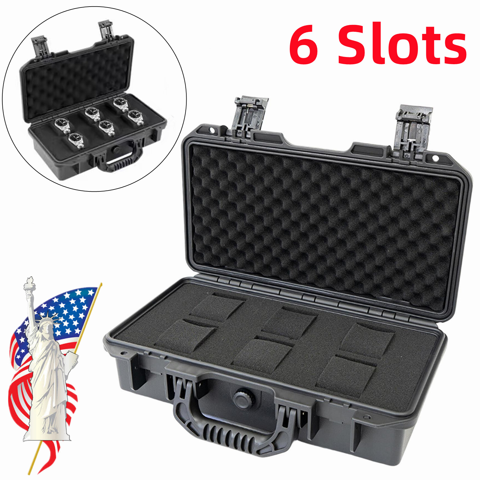Watch Case 6 Slots Watch Collectors Watch Storage Display Box Briefcase