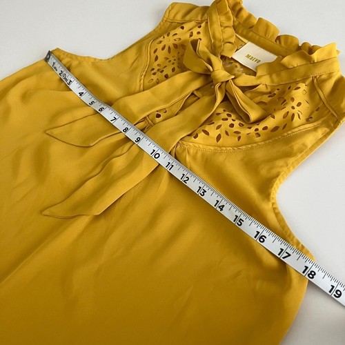 Maeve Womens Academia Preppy Twee Retro Sleeveless Laser Cut Top Size 4 Tie Neck - Picture 6 of 8