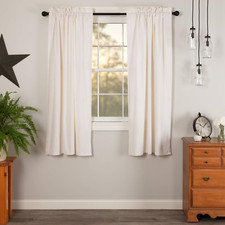 Simple Life Flax Antique White Farmhouse 63"X36" Panel Pair Rod Pocket Cotton Li