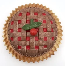 Vintage Cherry Pie Covered Serving Dish Lattice Ceramic 11” Wide