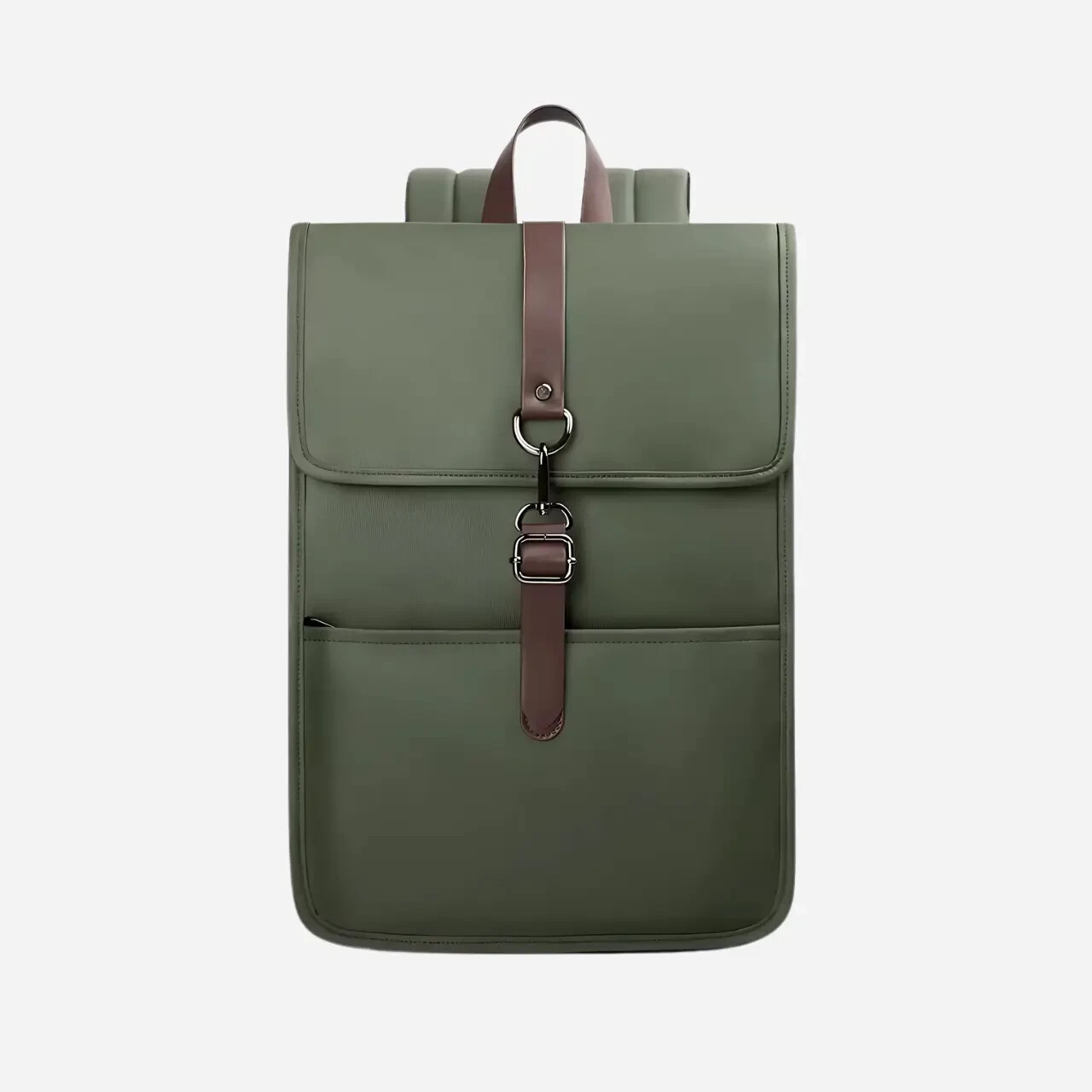 Designer Inspired Slim Office Laptop Backpack with Flap Cover - Green