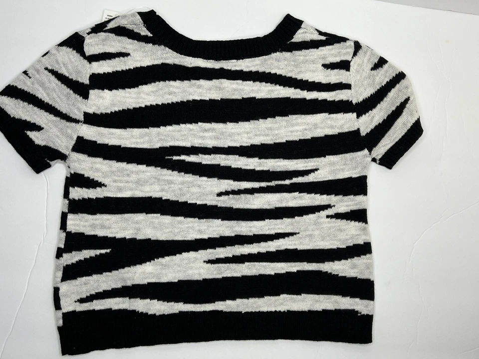 Justice Sweater Girls Size 6 Zebra Blinged Black White Pink 100% Cotton Pullover - Image 3 of 4