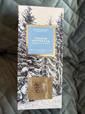 HOMEWORX SLATKIN FRESH SNOWFALL 4 FL OZ REED DIFFUSER -NEW IN BOX