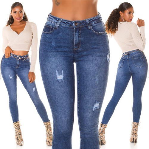 Damens Skinny Jeans – Vintage-Look Mit Stretch, Distressed-Optik, In S–XL
