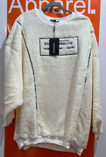 Pretty Little Thing Oversized Boston Jumper Dress, Cream Borg, Size UK 16, B10