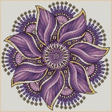 Mandala Purple and Gold Counted Cross Stitch Chart No.6-420Z/4