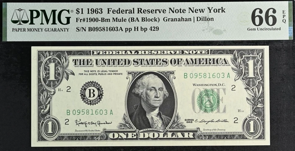 1963 $1 Federal Reserve Note PMG 68EPQ PMG graded district set complete 12 note - Image 4 of 4