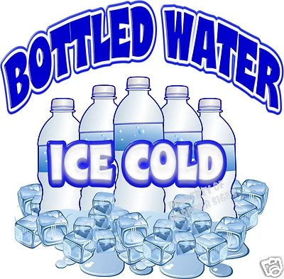 HARBOUR SIGNS Ice Cold Bottled Water Drink Beverage Concession Beverage Food Truck Decal 14"