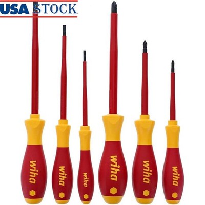 Insulated Screwdriver Set Slotted Phillips 1000V 6 Pieces SoftGrip Tool Steel US