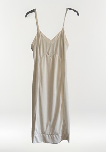 Vintage Full Slip Womens Medium White Satin Adjustable Strap Shapewear Lingerie