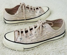 Converse Chuck Taylor All Star low-top sneakers light pink glitter finish Size 8